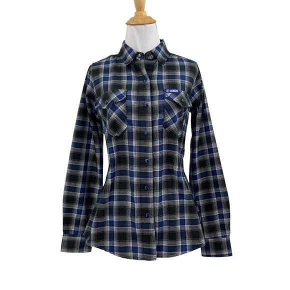 Dixxon Shirt Womens S Small Navy Black Snap Buttons Performance Flannel Company - Picture 1 of 13